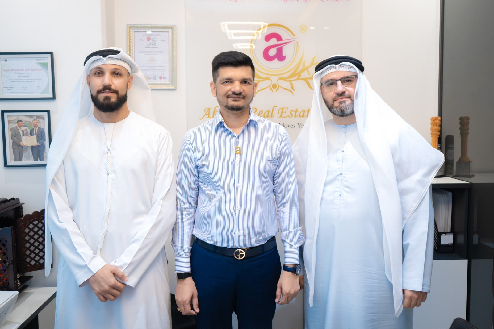 Priteesh Patel with two UAE business associates